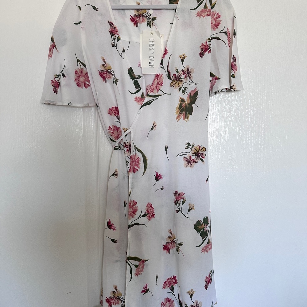 Christy Dawn White Mini Sundress with Flutter Sleeves